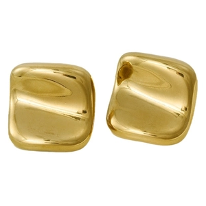 Minimalist square 304 stainless steel stud earrings with gold plating on white background