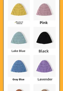 Detailed grid view showcasing various colors of ribbed knit beanies for women