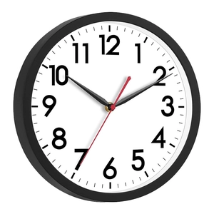 Round Wall Clock Plastic Shell Glass Mirror Silent Quartz Movement Modern Simple Style For Living Room Office Clear Arabic Numerals