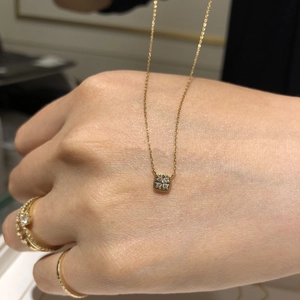 Minimalist 14K gold plated S925 silver necklace with square cubic zirconia pendant