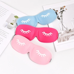 Breathable 3D sleep masks with eyelash pattern in blue, rose red and pink colors
