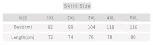 Guide des tailles pour nuisette grande taille avec mesures du buste de 1XL à 5XL
