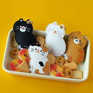 Porte-carte d'Accès en Cuir de Chat Dessin Animé Porte-clés Animal Mignon en Similicuir pour Hommes Femmes Étui de Protection
