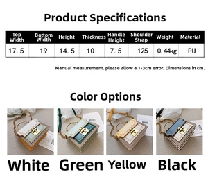 Detailed size chart and dimensions for the stylish PU leather crossbody handbag for women
