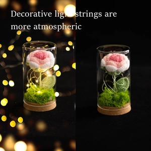 Luce notturna rosa lavorata a maglia fatta a mano in cupola di vetro con LED
