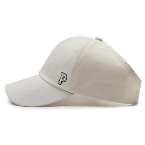 Women's cream ponytail baseball cap with embroidered P letter for outdoor sun protection