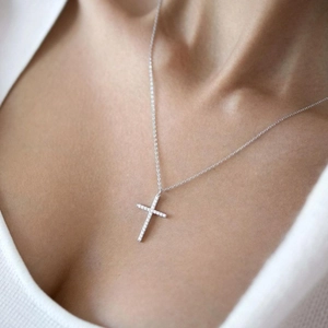 925 Sterling Silver Zirconia Cross Pendant Necklace For Women Fashion Geometric Faith Infinity Butterfly Clavicle Chain Jewelry