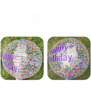 Close-up detail of 22-inch transparent 4D balloon seams showing inflation standards