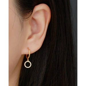Elegant s925 silver hoop earrings with rhinestones shown on model for a trendy look