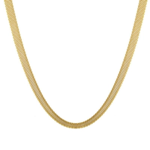 Vintage flat braided mesh titanium steel gold necklace for women on white background