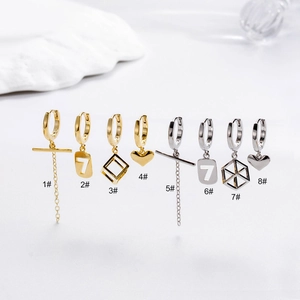 Heart Square Tassel Hoop Earrings Copper Minimalist Geometric Dangle Ear Buckles Fashion Jewelry For Women