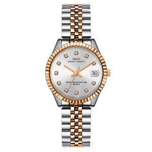 Women Quartz Watch Stainless Steel Band Rhinestone Date Calendar Waterproof Luxury Classic Casual Wristwatch