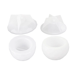 Silicone mold set for geometric faceted storage jars and lids for DIY crystal resin casting