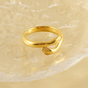 18k gold plated stainless steel hug ring with adjustable open band for men and women