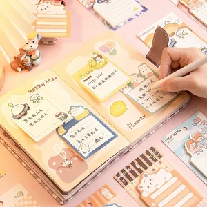Notas adhesivas de animales de dibujos animados con oso y conejo de 30 hojas