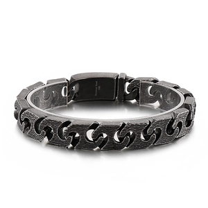 Retro punk geometric chain bracelet in 316L stainless steel with an antique silver finish