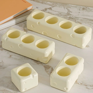 Cheese style cream colored desktop organizer silicone mold for toothbrush and pens