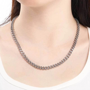 Poliertes silbernes Edelstahl-Panzerkettenhalsband für Damen und Herren