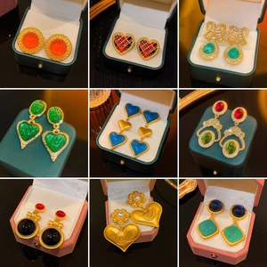 Orecchini Pendenti Vintage A Cuore Fiore Per Donna Stile Palazzo Gioielli In Lega Resina Con Perno In Argento