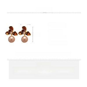 Detailed product specifications for vintage flower pearl earrings in copper with 18K plating