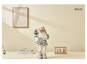 Detail of 45cm Nordic Santa Claus doll with lantern in a cozy cream interior setting