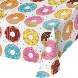 Nappe de fête beignet rose pour décoration d'anniversaire fille avec motifs sucrés