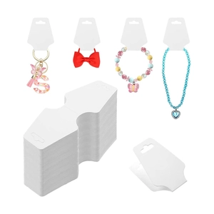 Foldable white cardboard jewelry cards for displaying necklaces and bracelets, set of 50