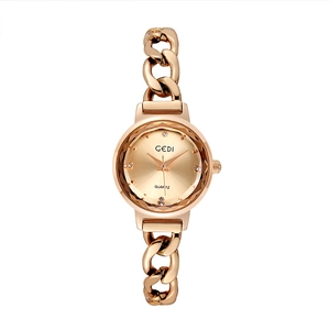 Elegante orologio da donna in oro rosa con cinturino a catena e specchio in vetro diamantato