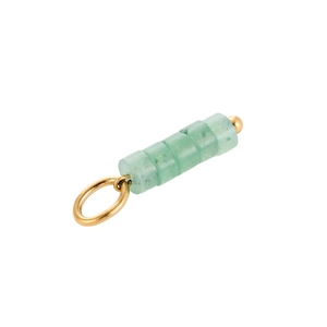 Eleganter grüner Steinzylinder-Anhänger mit Goldbeschlag für DIY-Armbandschmuck