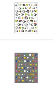 Detail of DP-174 and DP-175 cartoon sheep nail stickers with cute farm animal patterns