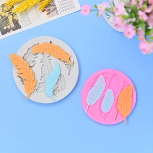 Feather silicone fondant mold set for DIY cake decoration and chocolate crafting