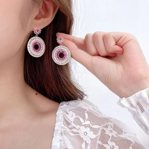 Chic S925 silver hoop earrings featuring gradient purple and white zircon crystals