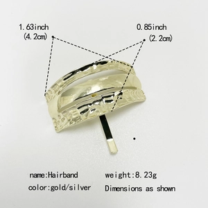 U-shaped textured metal hair clip in gold finish with precise size specifications