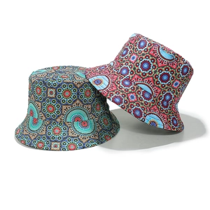 Bohemian Ethnic Print Bucket Hat Polyester Sun Protection Outdoor Retro Geometric Mandala Fisherman Hat For Adults