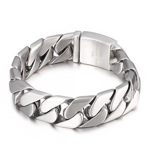 Industrielles 316L Edelstahl-Panzerarmband mit flacher Kette und Schnallenverschluss