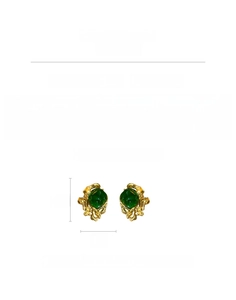Detailed size chart for vintage emerald earrings with gold finish and 925 silver needle