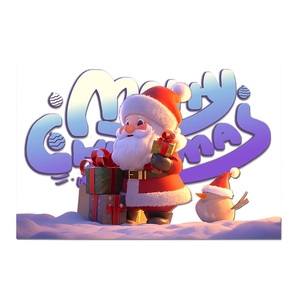 3D Santa Claus with gift boxes and Merry Christmas window cling sticker decoration