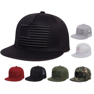 Acrylic Snapback Baseball Cap USA Flag Embroidery Flat Brim Adjustable Tactical Hip Hop Hat Breathable For Men Women