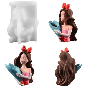 Girl Portrait Flower Pot Silicone Mold 3D Bow Succulent Planter Resin Craft DIY Handmade Ornament