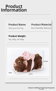 Detailed size chart and specifications for the eco-friendly silicone pet pig model