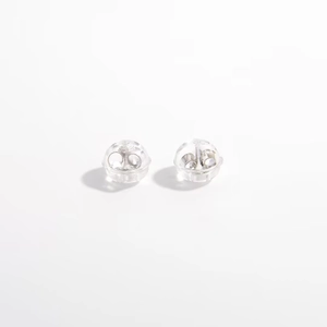 Pair of transparent spherical silicone earring backings with S925 silver core for DIY jewelry
