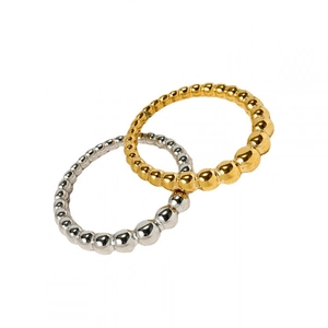 Minimalist 18k gold and silver irregular beaded rings with gradient stainless steel balls
