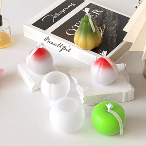 Moules 3D en silicone pour bougies aux formes de pomme, poire et pêche artisanales