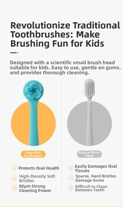 Close-up comparing 80μm high-density soft bristles to regular toothbrush head