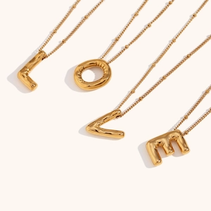 18K gold plated LOVE balloon letter pendants on bead chains minimalist necklace