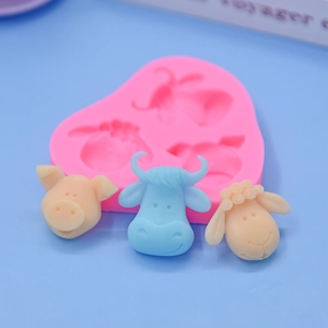 Cow, sheep, and pig shaped silicone fondant molds for DIY cake decorating and chocolates