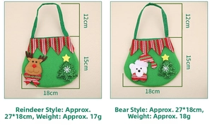 Detailed view of Christmas gift bags featuring 3D felt reindeer and bear embroidery designs