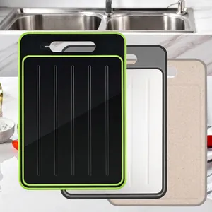 Double Sided Chopping Board Fast Thaw Defrosting Tray Aluminum PP Non-Slip Handle Integrated Knife Sharpener Kitchen Tool