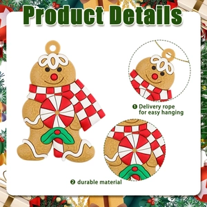 Detail view of gingerbread man ornament featuring a durable lanyard and soft silicone material