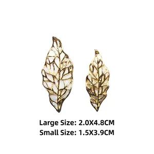 Golden hollow leaf charms in two sizes for DIY jewelry and bridal hair accessory making